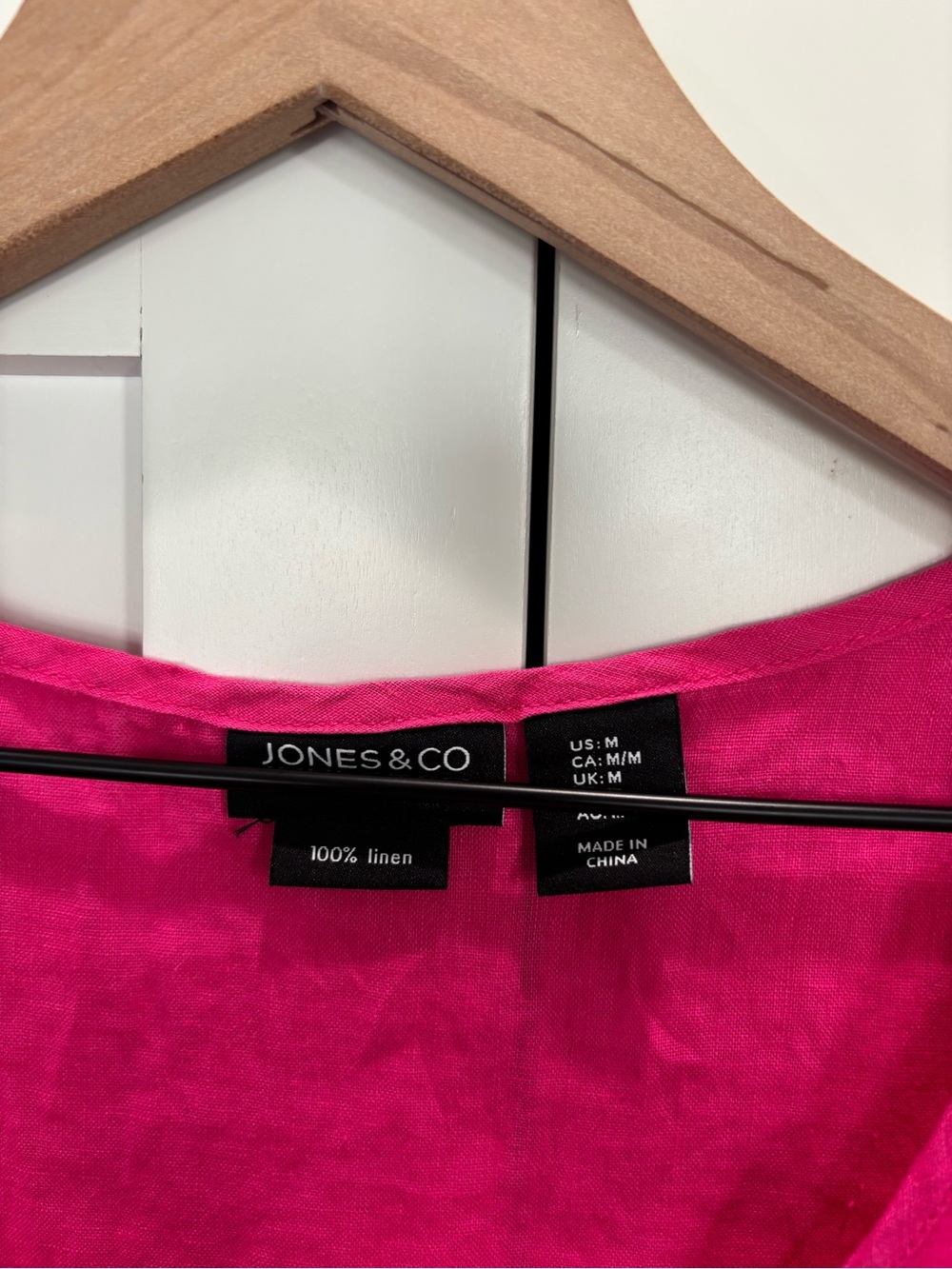 ✨Jones New York Hot Pink Sleeveless Linen Henley Tank - Picture 2 of 7